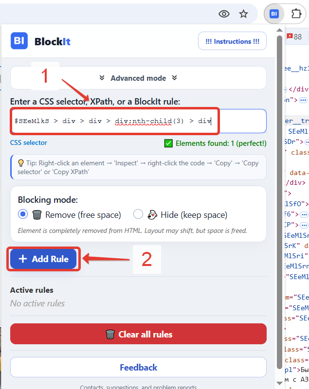 Adding a CSS selector to BlockIt