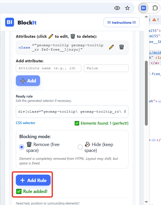 Checking and adding a quick HTML rule