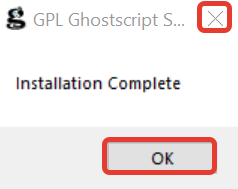 Сообщение Installation Complete, кнопка OK